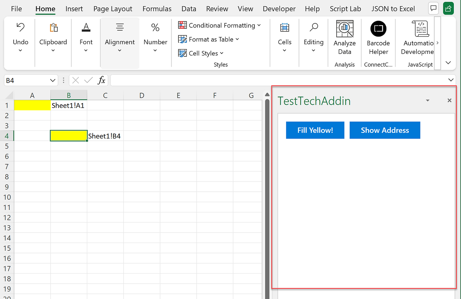 Excel Web Add-in #3: First Program